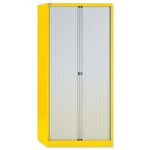 Bisley GLO Tambour Cupboard Steel Side-opening H1968mm Lemon Ref AST78W Yellow