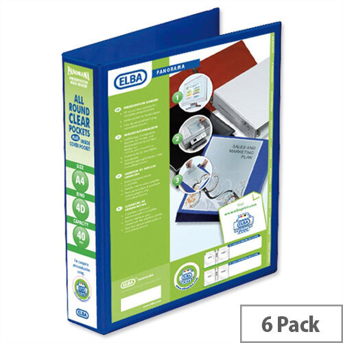 Elba Presentation A4 Ring Binder 40mm Capacity Blue 4 D-Ring 560322 Pack 6 Elba Presentation A4 Ring Binder 40mm Capacity Blue 4 D-Ring 560322 Pack 6
