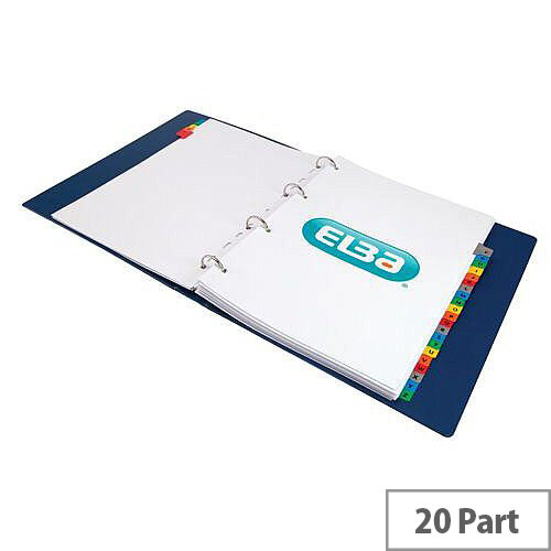 Elba Dividers Europunched A-Z with Coloured Tabs Extra Wide A4 White Ref 100204963 Elba Dividers Europunched A-Z with Coloured Tabs Extra Wide A4 White Ref 100204963