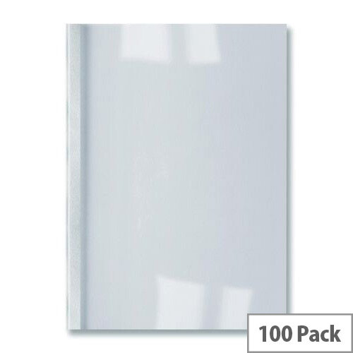 GBC Thermal Binding Covers 4mm Leathergrain White Ref Pack 100