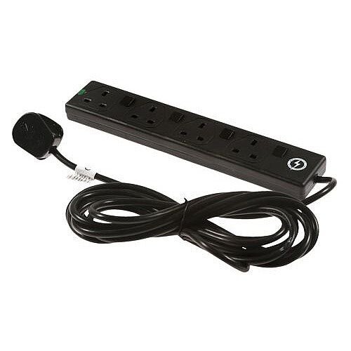 Surge Lead Indicator Switch 4 Socket 5m Black - Protects your sensitive electronic equipment with the added benefit of individual socket controls Surge Lead Indicator Switch 4 Socket 5m Black - Protects your sensitive electronic equipment with the added benefit of individual socket controls