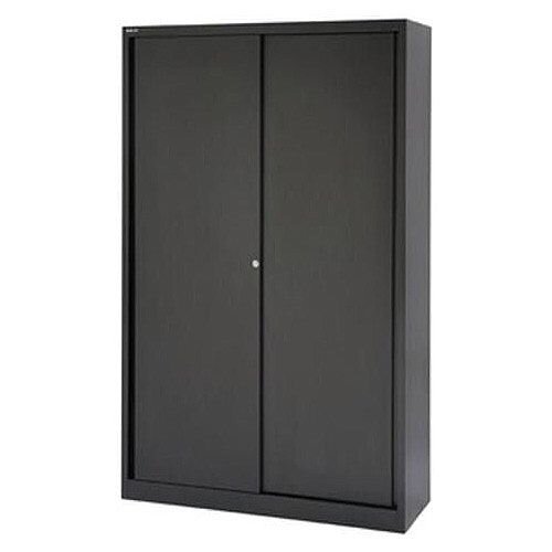 Bisley Sliding Door Cupboard with 4 Shelves W1200xH1980 Black Ref SD412/19/4S-av1