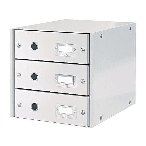 Leitz Click and Store 3 Drawer Cabinet Collapsible Cabinet A4 White Ref 60480001 Leitz Click and Store 3 Drawer Cabinet Collapsible Cabinet A4 White Ref 60480001