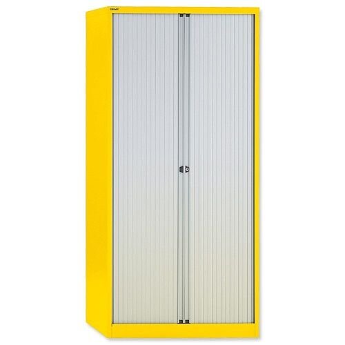 GLO by Bisley Tambour Cupboard Steel Side-opening H1968mm Lemon Ref AST78W Yellow GLO by Bisley Tambour Cupboard Steel Side-opening H1968mm Lemon Ref AST78W Yellow