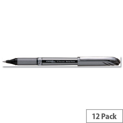Pentel EnerGel Plus Rollerball Medium 0.7mm Tip 0.35mm Line Black Pack 12 Pentel EnerGel Plus Rollerball Medium 0.7mm Tip 0.35mm Line Black Pack 12