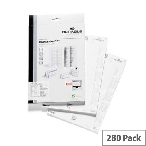 Durable Badgemaker Printable Inserts 150gsm A4 34x74mm Badge Insert