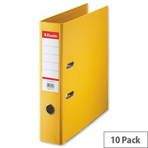 Esselte A4 Polypropylene 75mm Yellow Lever Arch File Pack of 10 Esselte A4 Polypropylene 75mm Yellow Lever Arch File Pack of 10