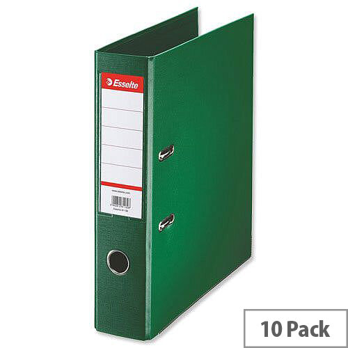 Esselte A4 Polypropylene 75mm Green Lever Arch File Pack of 10