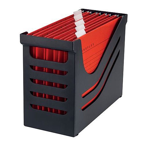 Jalema Accent File Box with 5 Suspension Files A4 Black/Red 