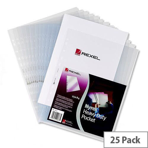 Rexel Heavy Duty Top &Side Opening Punched Pocket A4 Clear Pack 25 Rexel Heavy Duty Top &Side Opening Punched Pocket A4 Clear Pack 25