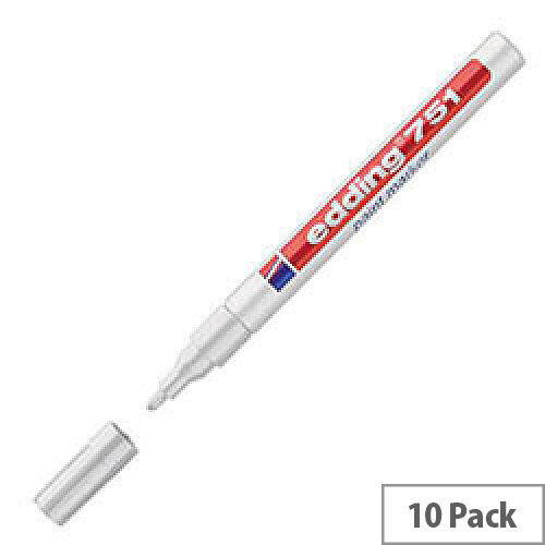 Edding 751 Paint Marker Fine Bullet Tip 1-2mm White Pack 10 Edding 751 Paint Marker Fine Bullet Tip 1-2mm White Pack 10