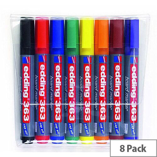 Edding 363/8S Whiteboard Marker Chisel Tip 1-5mm Line Assorted Ref 4-363-8 Pack 8 Edding 363/8S Whiteboard Marker Chisel Tip 1-5mm Line Assorted Ref 4-363-8 Pack 8