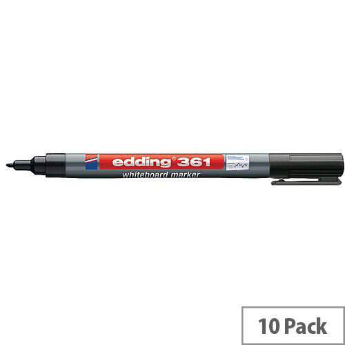 Edding 361 Whiteboard Markers Bullet Tip 1mm Line Black(Pack 10)