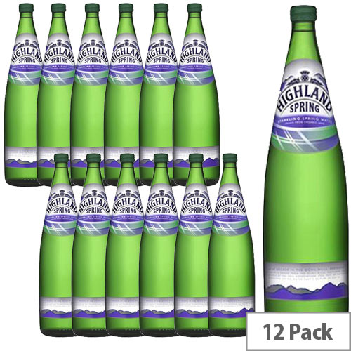 Highland Spring Sparkling Mineral Water 1L Glass Bottes Ref 390009 Pack 12