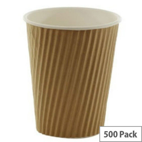 Kraft Ripple Disposable Paper Cups 8oz/250ml Brown for Hot/Cold Drinks (Pack of 500) 