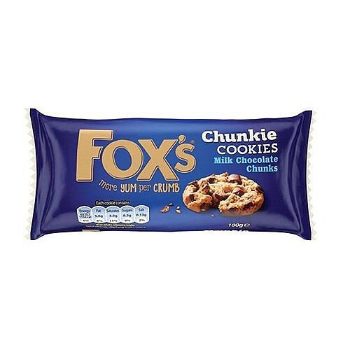 Fox's Biscuits Milk Chocolate Chunk Cookies With Extra Deep Cookie Dough. Ideal For Any Home, Office, Canteen, Meeting/Conference Room &More. The Thickest &Most Indulgent Cookie There Is. Pack Of 1. Fox's Biscuits Milk Chocolate Chunk Cookies With Extra Deep Cookie Dough. Ideal For Any Home, Office, Canteen, Meeting/Conference Room &More. The Thickest &Most Indulgent Cookie There Is. Pack Of 1.