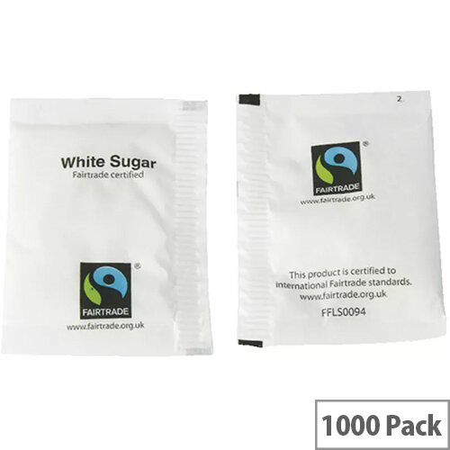 Fairtrade Sugar Sachets White A03620 Pack 1000 Hunt Office UK