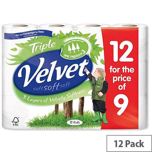 Triple Velvet Toilet Tissue Paper Rolls White 200 Sheets per Roll Toilet Paper Rolls Pack 12 Triple Velvet Toilet Tissue Paper Rolls White 200 Sheets per Roll Toilet Paper Rolls Pack 12