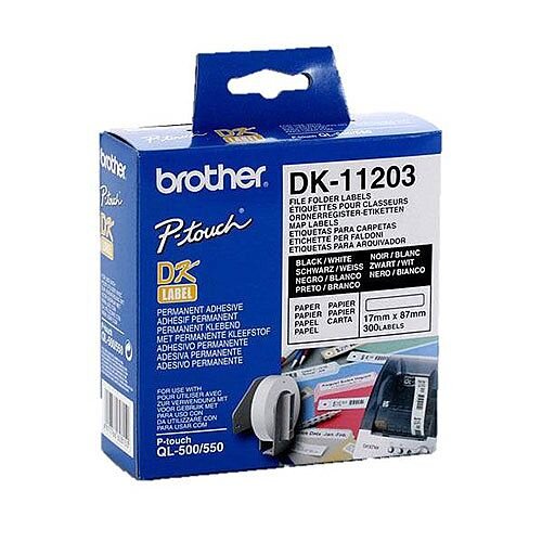 Brother P-touch DK-11203 17mm x 87mm File Folder Labels 300 Labels Brother P-touch DK-11203 17mm x 87mm File Folder Labels 300 Labels