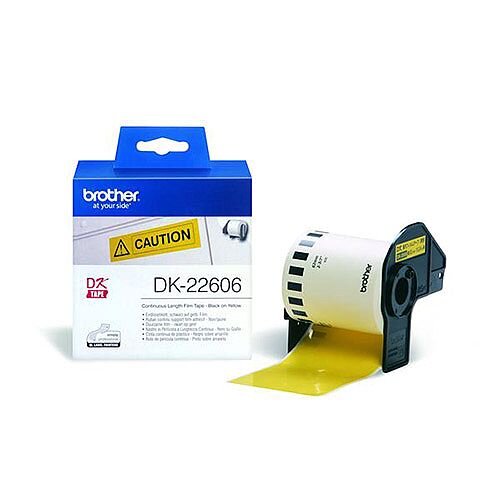 Brother P-touch DK-22606 62mm x 15.2m Continuous Yellow Film Tape Brother P-touch DK-22606 62mm x 15.2m Continuous Yellow Film Tape