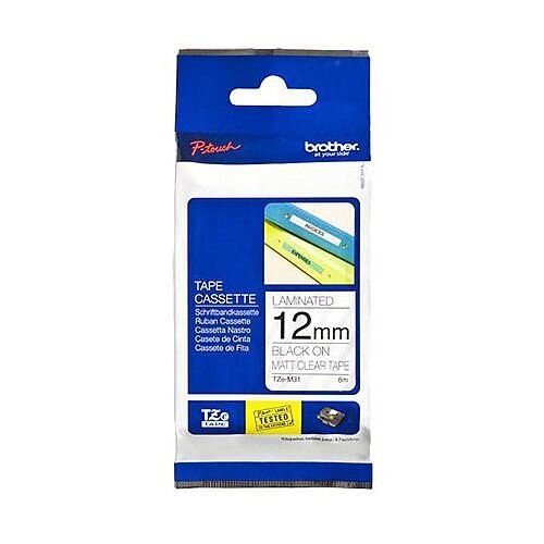Brother P-touch TZe-M31 12mm x 8m Black On Clear Laminated Labelling Tape Brother P-touch TZe-M31 12mm x 8m Black On Clear Laminated Labelling Tape