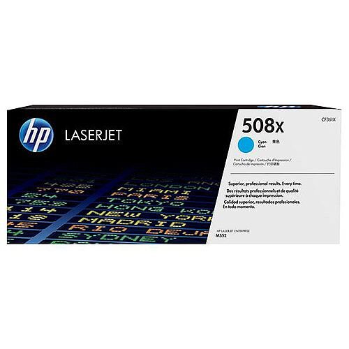 HP 508X (Yield 9,500 Pages) Cyan Original LaserJet Toner Cartridge for Color LaserJet Enterprise M552dn/M553dn/M553n/M553x Printers CF361X HP 508X (Yield 9,500 Pages) Cyan Original LaserJet Toner Cartridge for Color LaserJet Enterprise M552dn/M553dn/M553n/M553x Printers CF361X