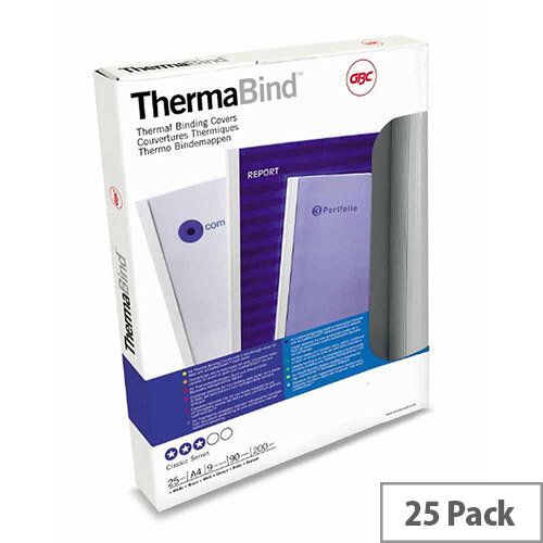 GBC A4 Thermal Binding Covers 6mm 200gsm PVC/Gloss Back Clear/White Pack of 25 45442 GBC A4 Thermal Binding Covers 6mm 200gsm PVC/Gloss Back Clear/White Pack of 25 45442