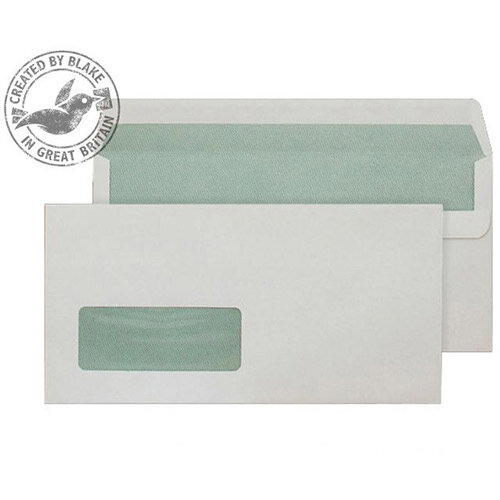 Purely Environmental DL White Wallet SS Window Natural Envelopes (Pack of 500)