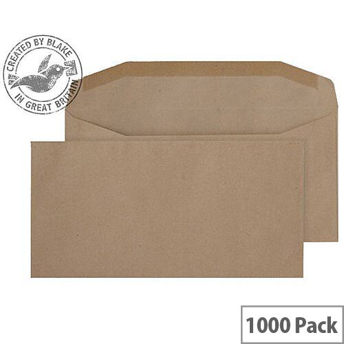 Purely Everyday Manilla DL Envelopes Mailer Wallet Gummed 80gsm Pack of 1000