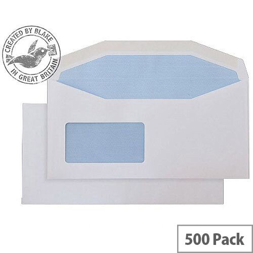 Purely Everyday DL+ White Envelopes Mailer Wallet Reverse Window Gummed 110gsm Pack of 500