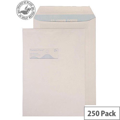 Purely Environmental Pocket Self Seal Window White 100gsm C4 (Pack of 250) Purely Environmental Pocket Self Seal Window White 100gsm C4 (Pack of 250)