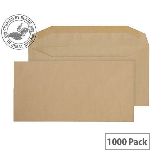 Purely Everyday Manilla DL+ Envelopes Mailer Wallet Gummed 80gsm Pack of 1000