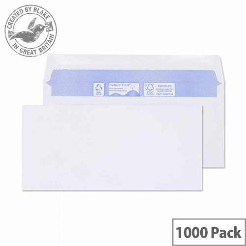 Purely Environmental Wallet Envelopes Gummed White 80gsm 102x216mm Pack of 1000 Purely Environmental Wallet Envelopes Gummed White 80gsm 102x216mm Pack of 1000