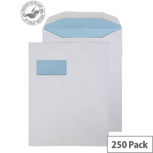 Purely Everyday Mailer Envelopes Gummed High Window White 100gsm 310x238mm Pack of 250 Purely Everyday Mailer Envelopes Gummed High Window White 100gsm 310x238mm Pack of 250