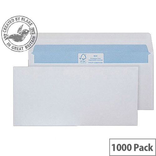 Purely Environmental White DL Mailer Gummed Envelopes 90gsm Pack of 1000 Purely Environmental White DL Mailer Gummed Envelopes 90gsm Pack of 1000