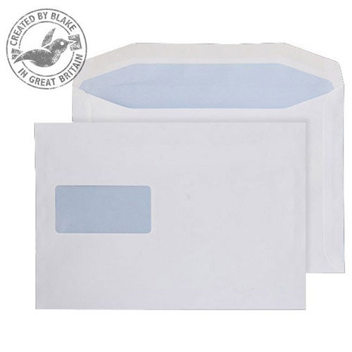 Purely Everyday Mailer Envelopes Gummed High Window White 90gsm 178x254mm Pack of 500 Purely Everyday Mailer Envelopes Gummed High Window White 90gsm 178x254mm Pack of 500