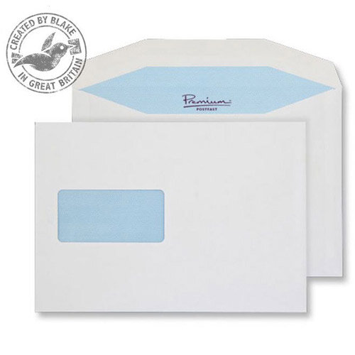 Blake Prem Pstfast Mailing Wallet Window Gum White C5+162x235 90gsm Ref (Pack of 500) Blake Prem Pstfast Mailing Wallet Window Gum White C5+162x235 90gsm Ref (Pack of 500)