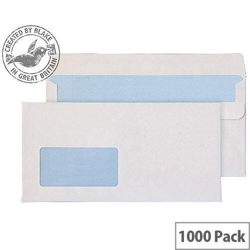 Purely Everyday DL+ White Self Seal Wallet Window Envelopes 90gsm Pack of 1000