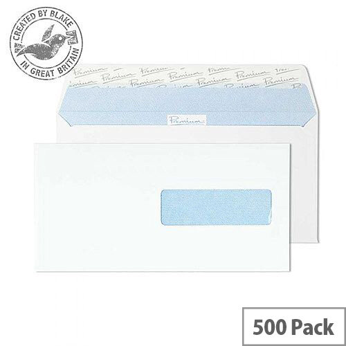 Premium Office DL Ultra White Wove Wallet Swedish Window Envelopes 120gsm Pack of 500 Premium Office DL Ultra White Wove Wallet Swedish Window Envelopes 120gsm Pack of 500