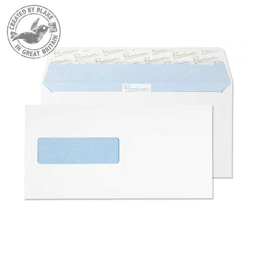 Premium Office DL Ultra White Wove Wallet Norwegian Window Envelopes 120gsm Pack of 500 Premium Office DL Ultra White Wove Wallet Norwegian Window Envelopes 120gsm Pack of 500