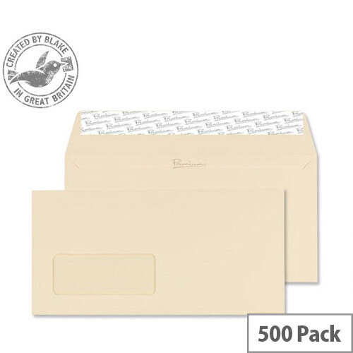 Blake Cream DL Premium Business Wallet Window Wove Envelopes 120gsm Pack of 500 Blake Cream DL Premium Business Wallet Window Wove Envelopes 120gsm Pack of 500