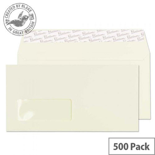 Blake Oyster DL Premium Business Wallet Window Wove 120gsm Pack of 500 Blake Oyster DL Premium Business Wallet Window Wove 120gsm Pack of 500