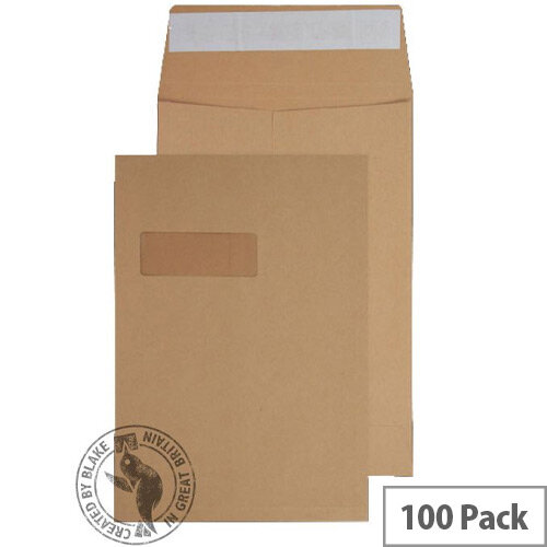 Blake Premium Avant Garde Board Back Pocket Envelopes Peel and Seal Window Cream Manilla C4 324×229mm 130gsm Pack of 100