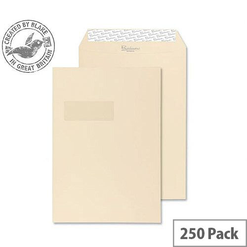 Blake Premium Business Pocket Window P& Cream Wove C4 120gsm (Pack of 250) Blake Premium Business Pocket Window P& Cream Wove C4 120gsm (Pack of 250)