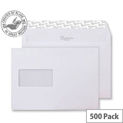Blake Premium Business Wallet Window P& Ice White Wove C5 120gsm (Pack of 500) Blake Premium Business Wallet Window P& Ice White Wove C5 120gsm (Pack of 500)