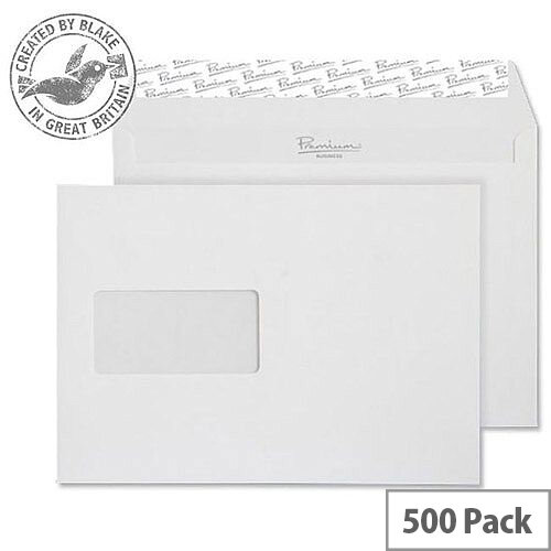 Blake Premium Business Wallet Window P& High White Wove C5 120gsm (Pack of 500) Blake Premium Business Wallet Window P& High White Wove C5 120gsm (Pack of 500)