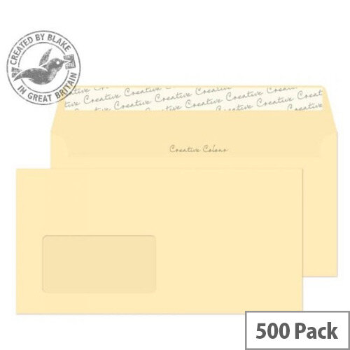 Creative Colour Clotted Cream Wallet Window DL+ Envelopes 120gsm Pack of 500 Creative Colour Clotted Cream Wallet Window DL+ Envelopes 120gsm Pack of 500