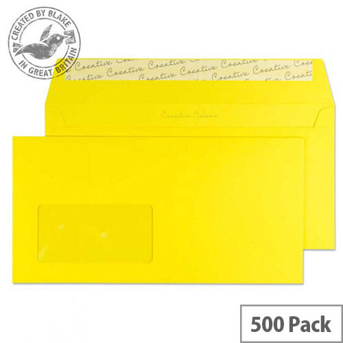 Creative Colour Banana Yellow Window DL+ Envelopes (Pack of 500) Creative Colour Banana Yellow Window DL+ Envelopes (Pack of 500)