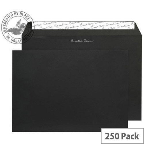 Creative Colour Jet Black Wallet C4 Envelopes (Pack of 250) Creative Colour Jet Black Wallet C4 Envelopes (Pack of 250)