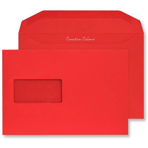 Creative Colour Pillar Box Red Window C5+ Wallet Envelopes (Pack of 500) Creative Colour Pillar Box Red Window C5+ Wallet Envelopes (Pack of 500)